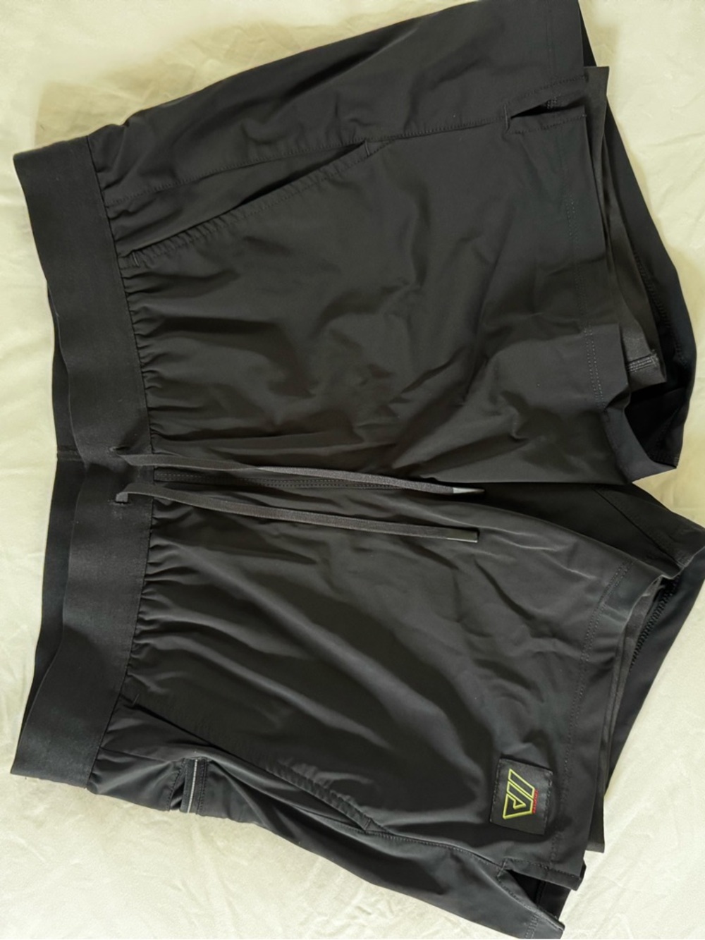 Men's Black Athletic Training Shorts with Logo Detail